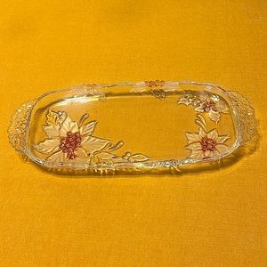 Vintage Mikasa Crystal Poinsettia Canape Tray Made in Germany
